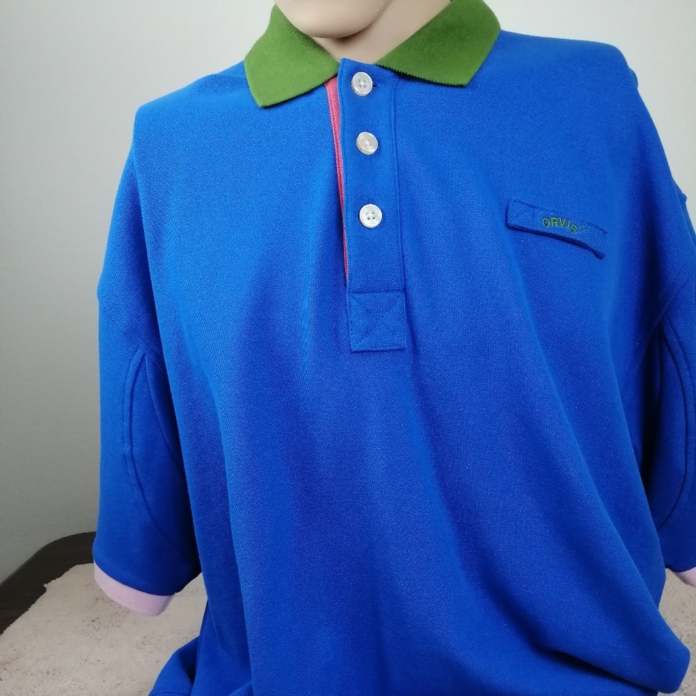 Orvis Blue Polo Rugby Fishing Short Sleeve Shirt